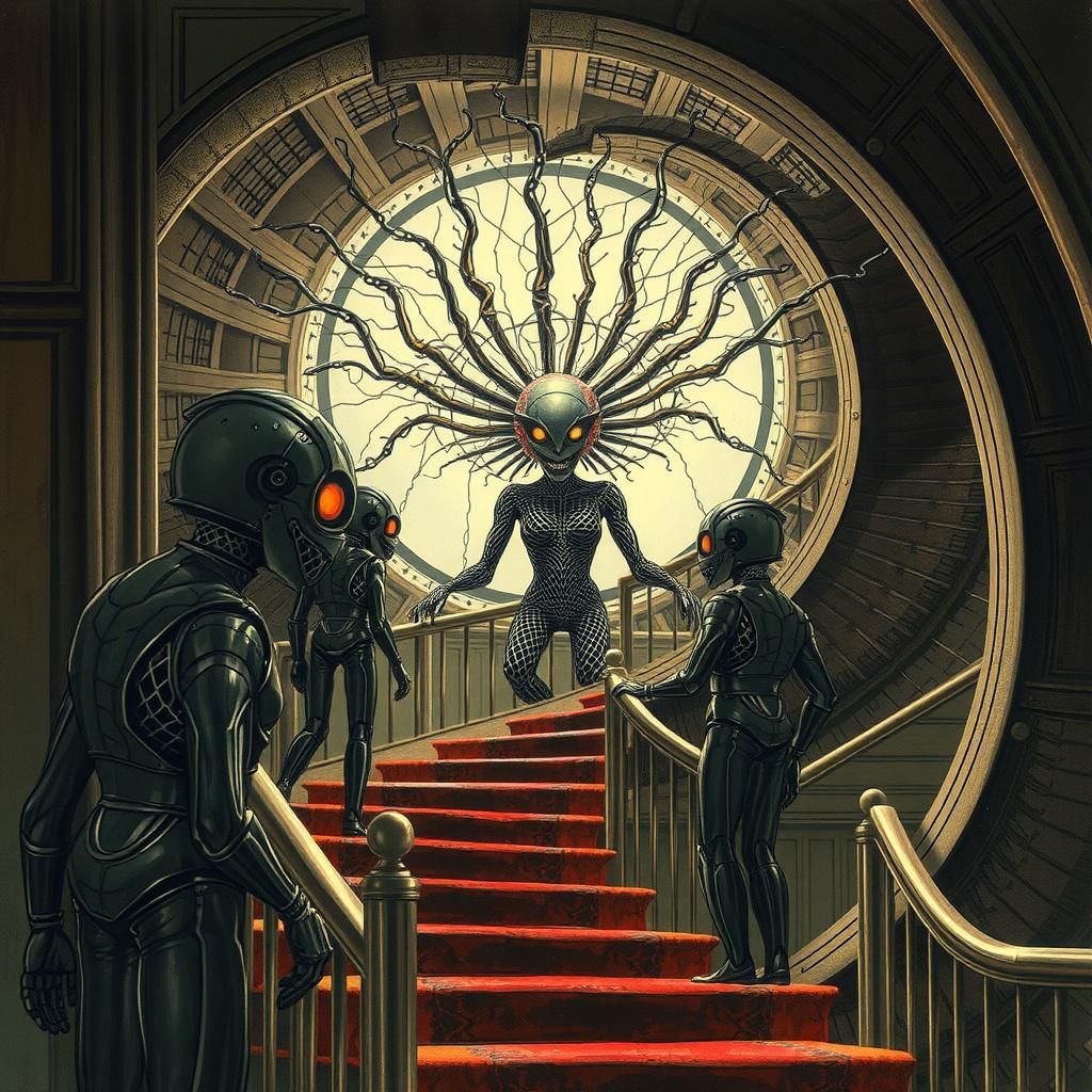 Art Deco Spiraling Staircase Into The 1950s Science Fiction ...