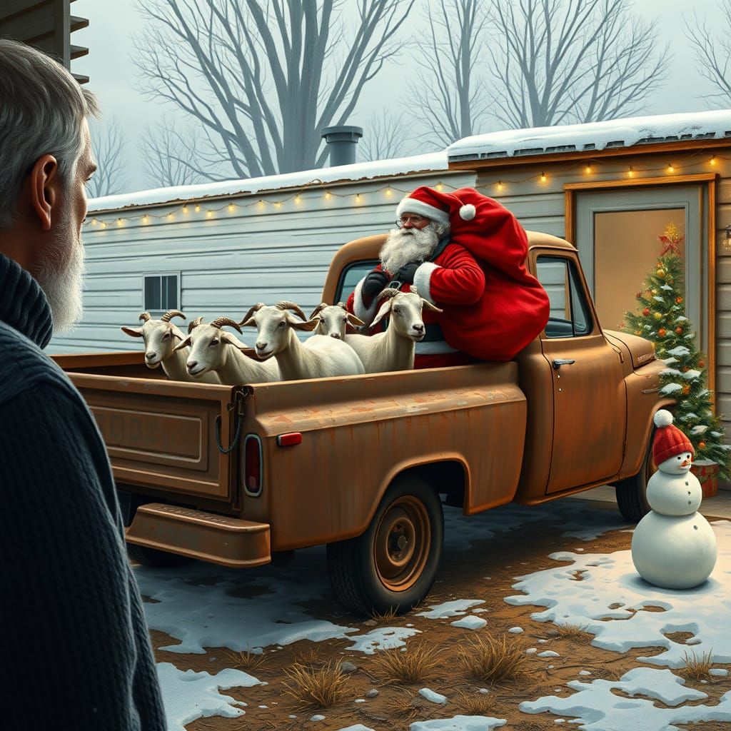 Santa's Arrival: A Rockwell-esque Christmas Scene