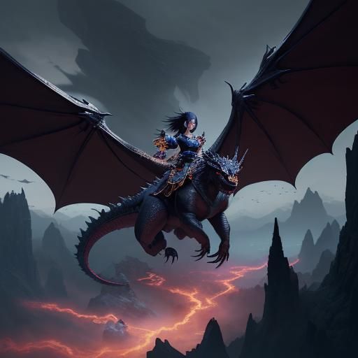 Gohan on Flying Dragon: Detailed Fantasy Art