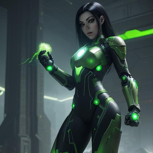Shego as Sci-Fi Mech Warrior in Ironman Armor