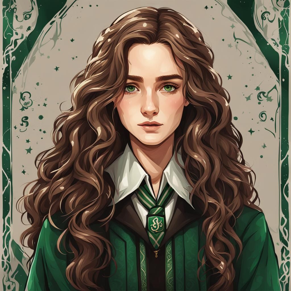 Attractive Slytherin Girl with Wavy Brown Hair