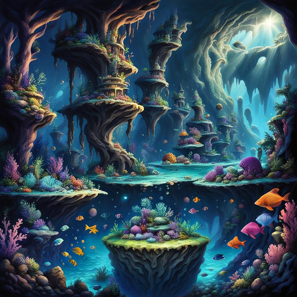 Mysterious Underwater Cave in Deep Ocean