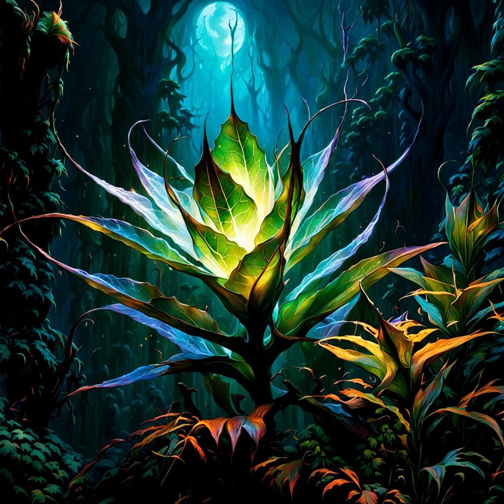 Magical Plant with Soft Glow in Grimdark Style