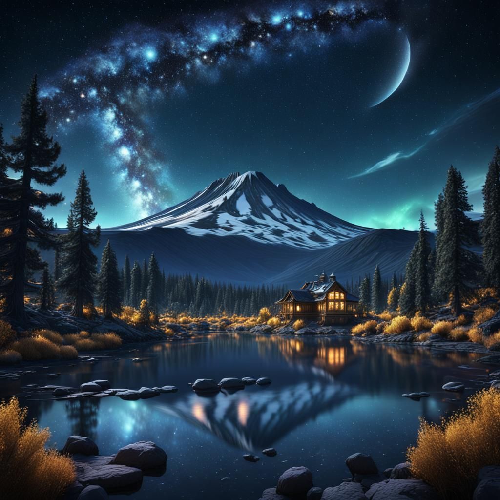 Bend Oregon Starry Night Fantasy Concept Art