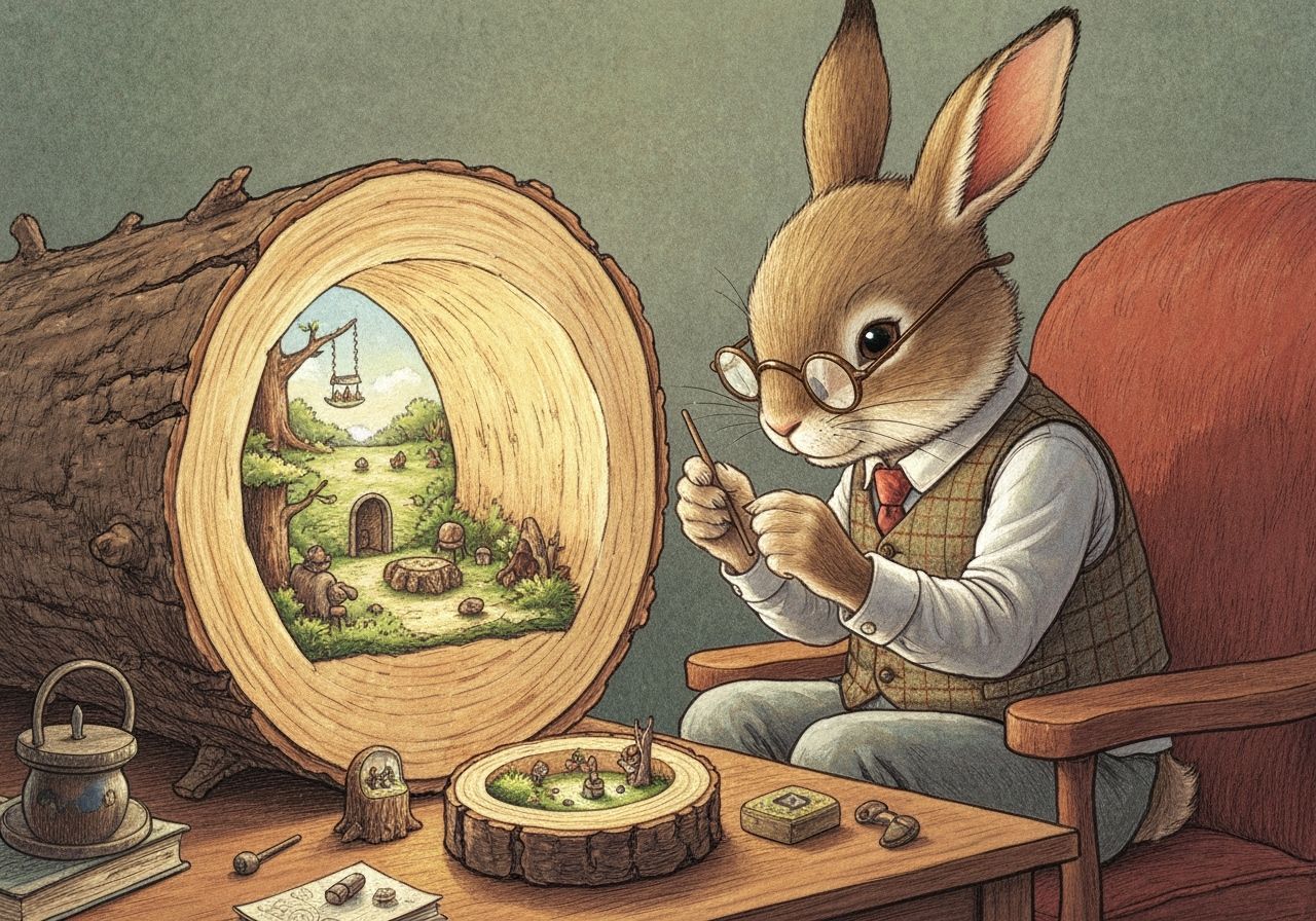Rabbit Crafts Miniature Dioramas in Cozy Woodland Style