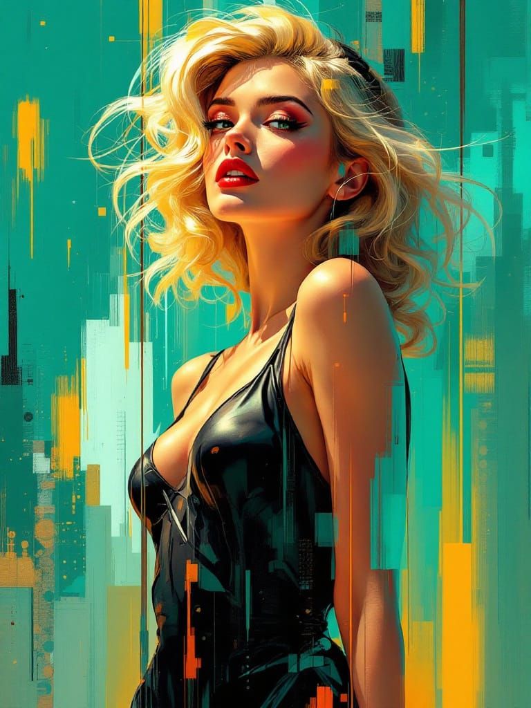 1950s Pin-Up Portrait in Sci-Fi Elegance