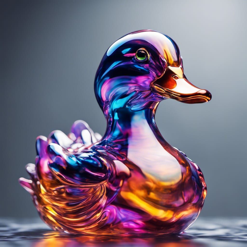 Glass Duck in Hyperrealistic Splash Art Style
