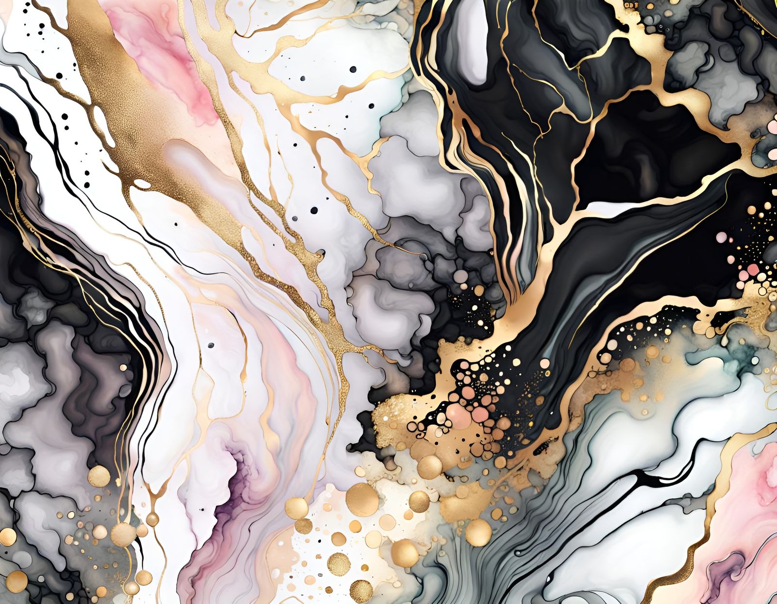 Luxury Marble Alcohol Ink Background with Gold