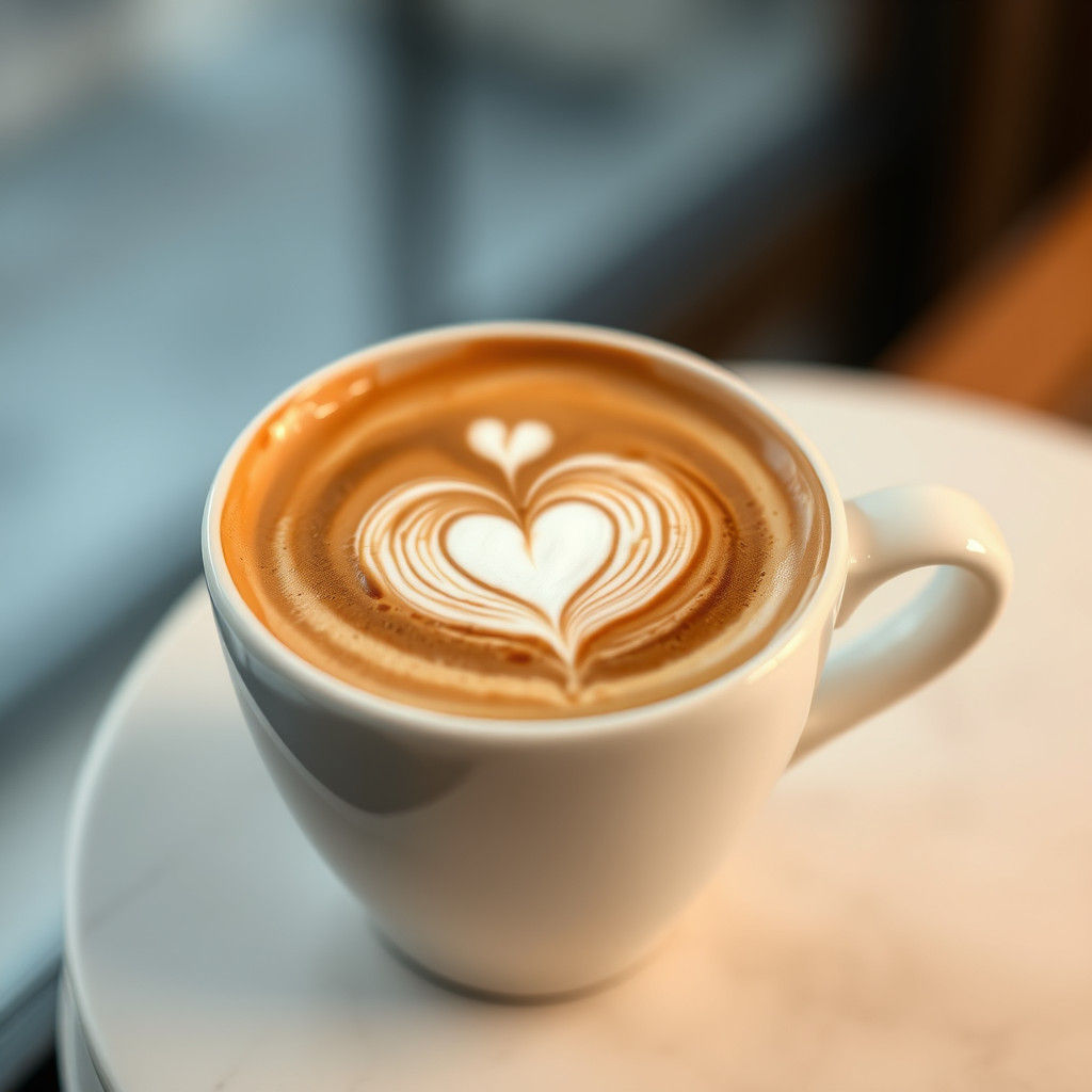 Latte Art Heart in Impressionist Style