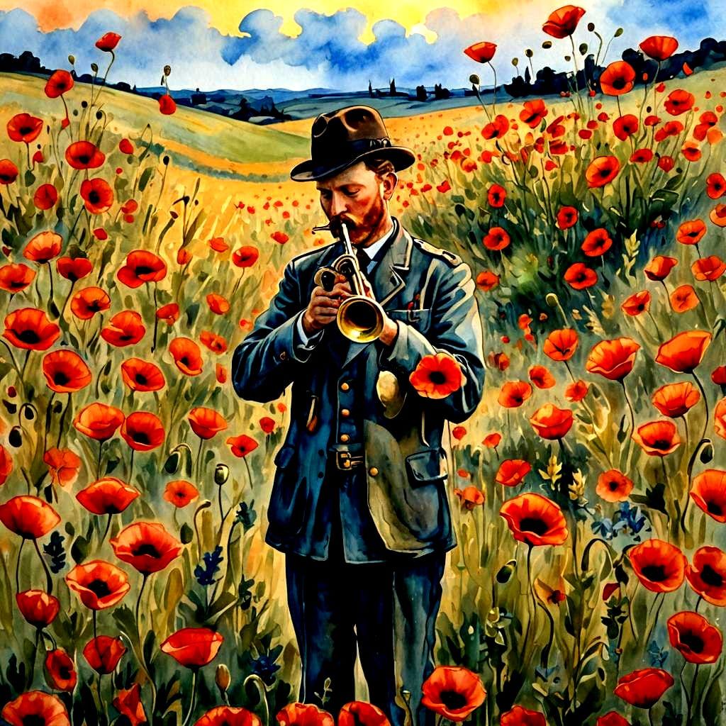 Poppy Petals Fall as Bugler Plays Last Post