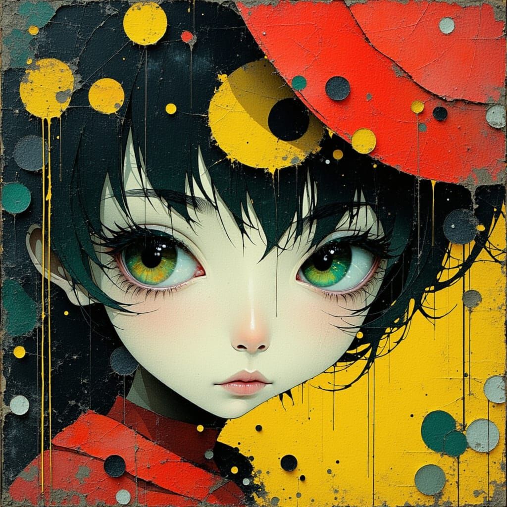 Cute Portrait with Double Exposure in Pop Surrealism Style