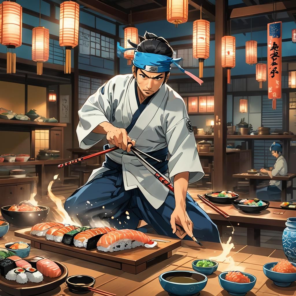 Dynamic Anime Sushi Master in Dojo