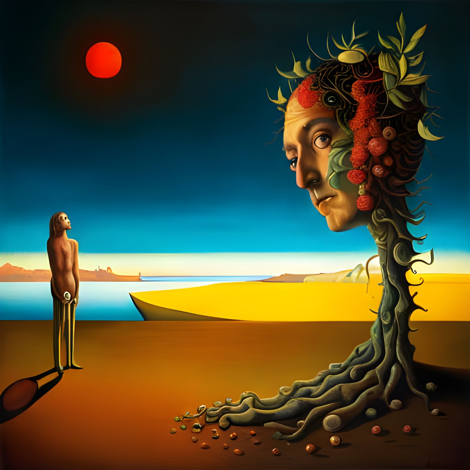 Surrealist Landscape with Melting Objects in Oil