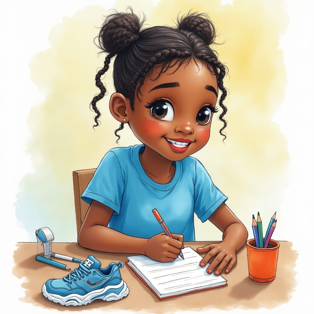 Girl Writes Letters Home: Expressive Watercolor Portrait