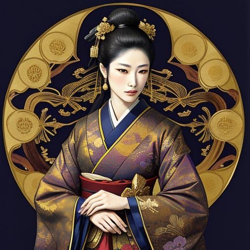 Geisha in Jewel-Toned Shibori Garment