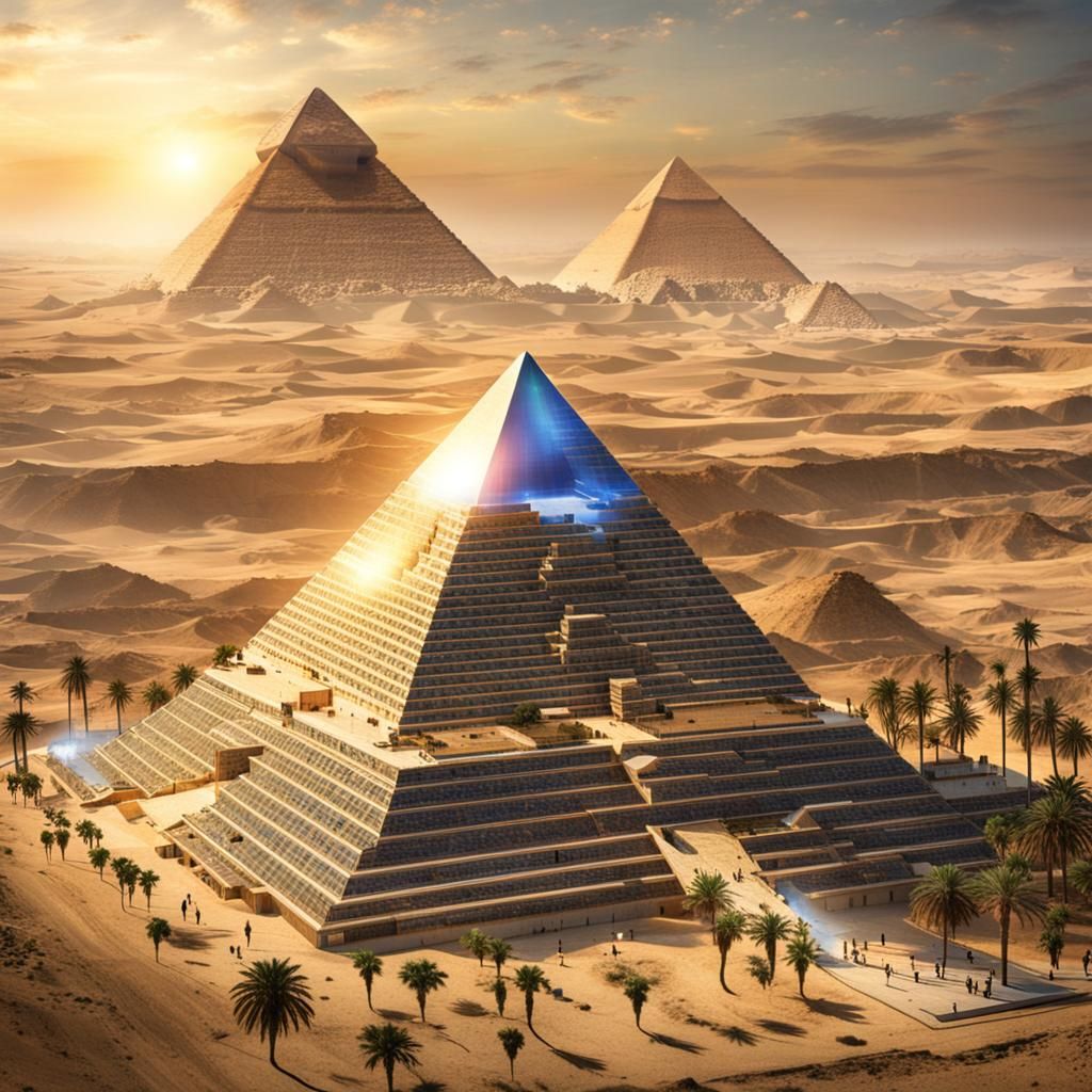 Futuristic Egyptian Pyramid in Metallic Style