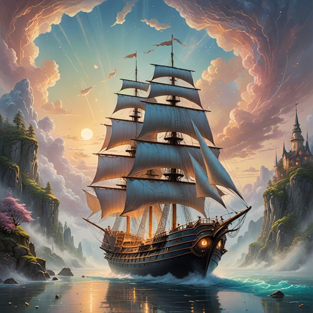 Ethereal Fantastical Vessel in Dreamlike Atmosphere