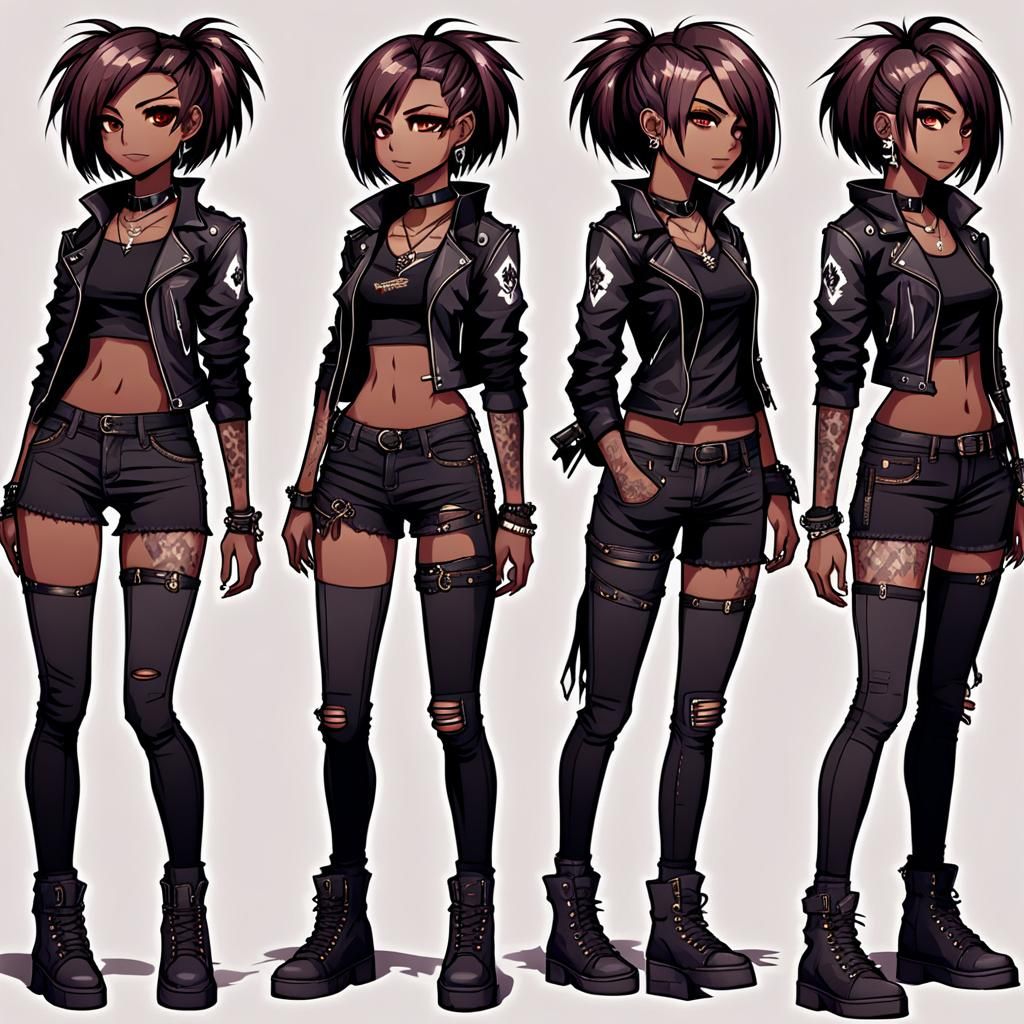 Goth Punk Girl Visual Novel Sprite Sheet