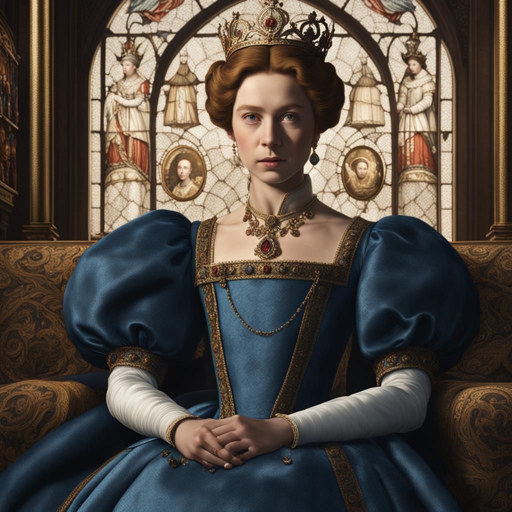 Elizabeth II Portrait in the Style of Hans Holbein