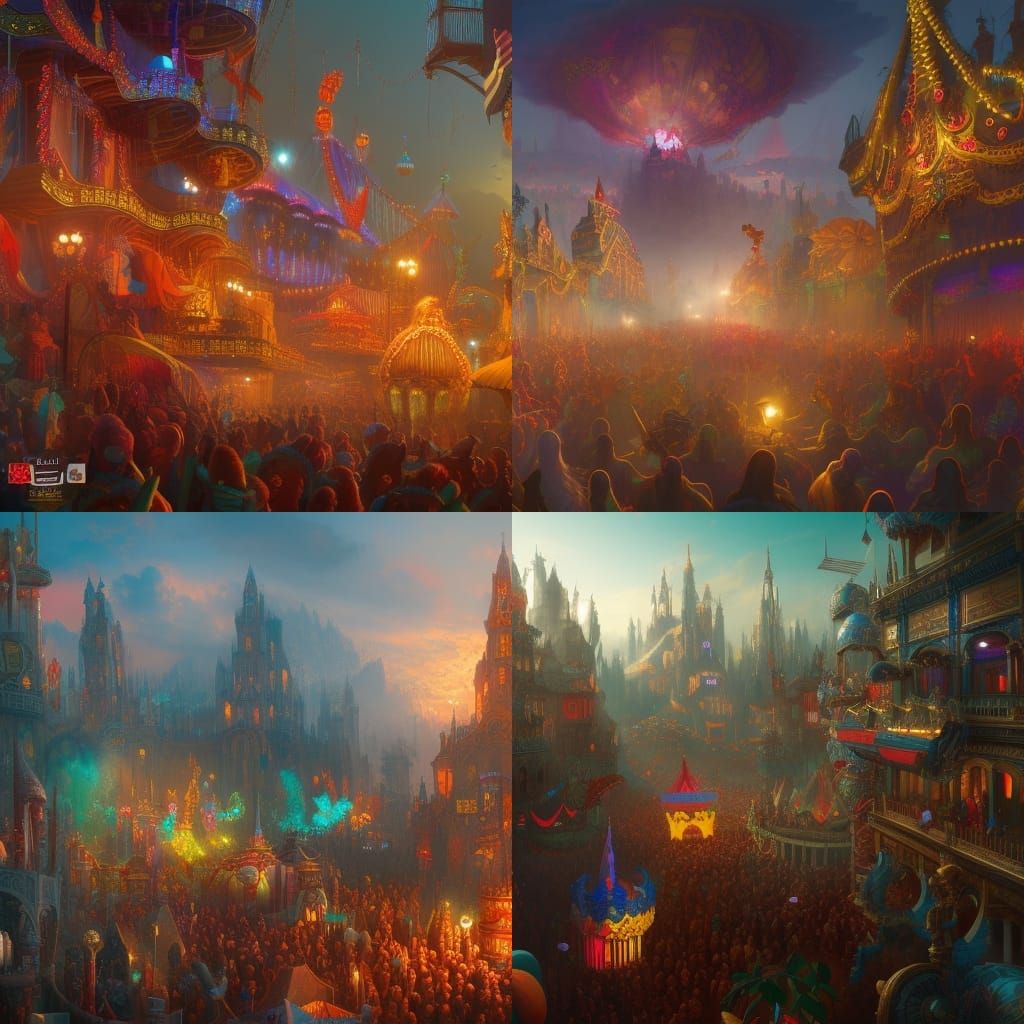 Fantastical Carnival Matte Painting in Deep Color