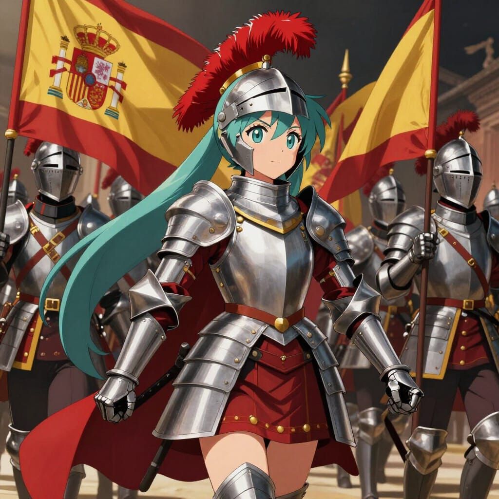 Hatsune Miku as Spanish Tercio Knight in Anime Style