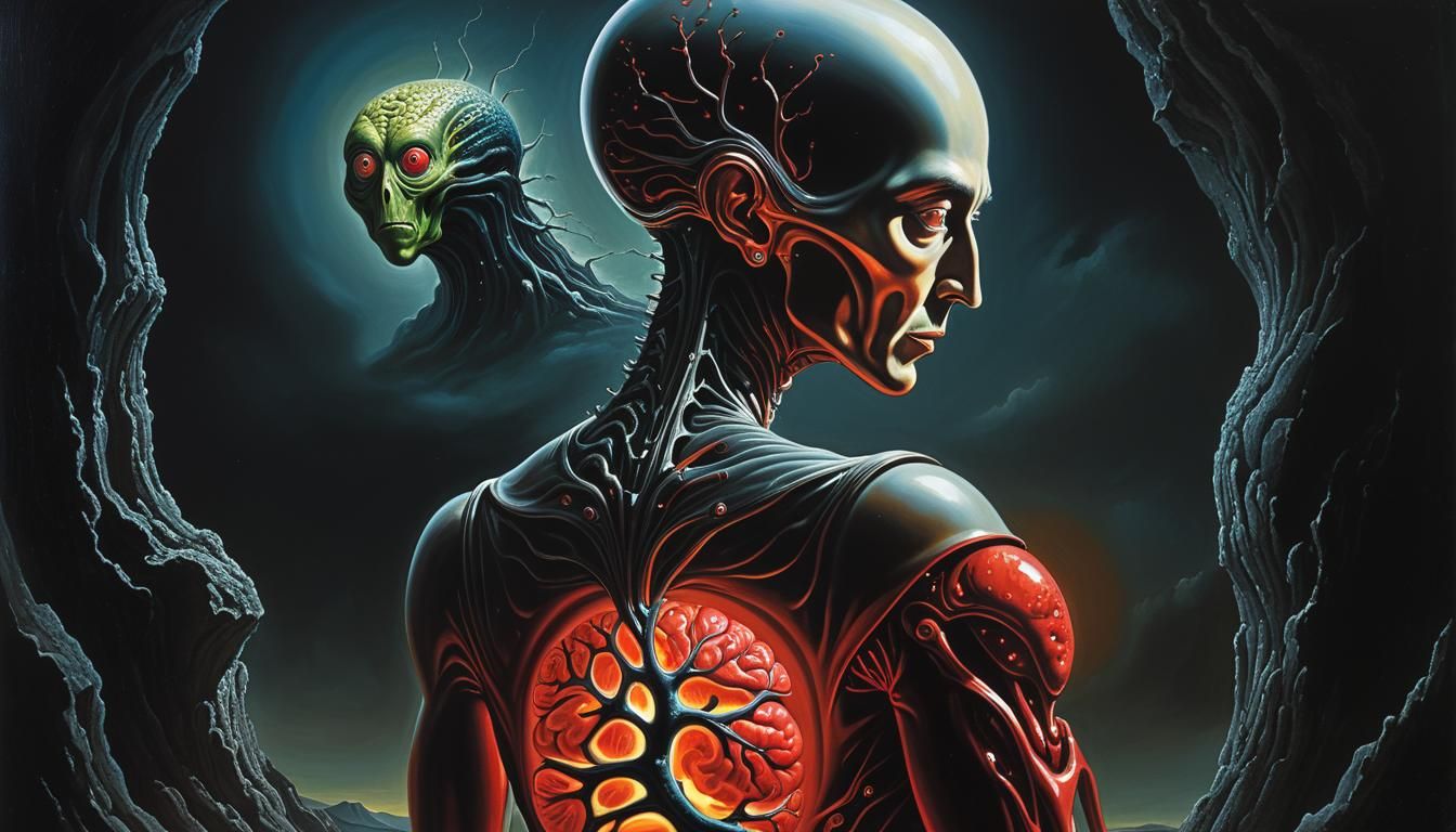 Alien and Human: A Surreal Encounter Inspired by Dali