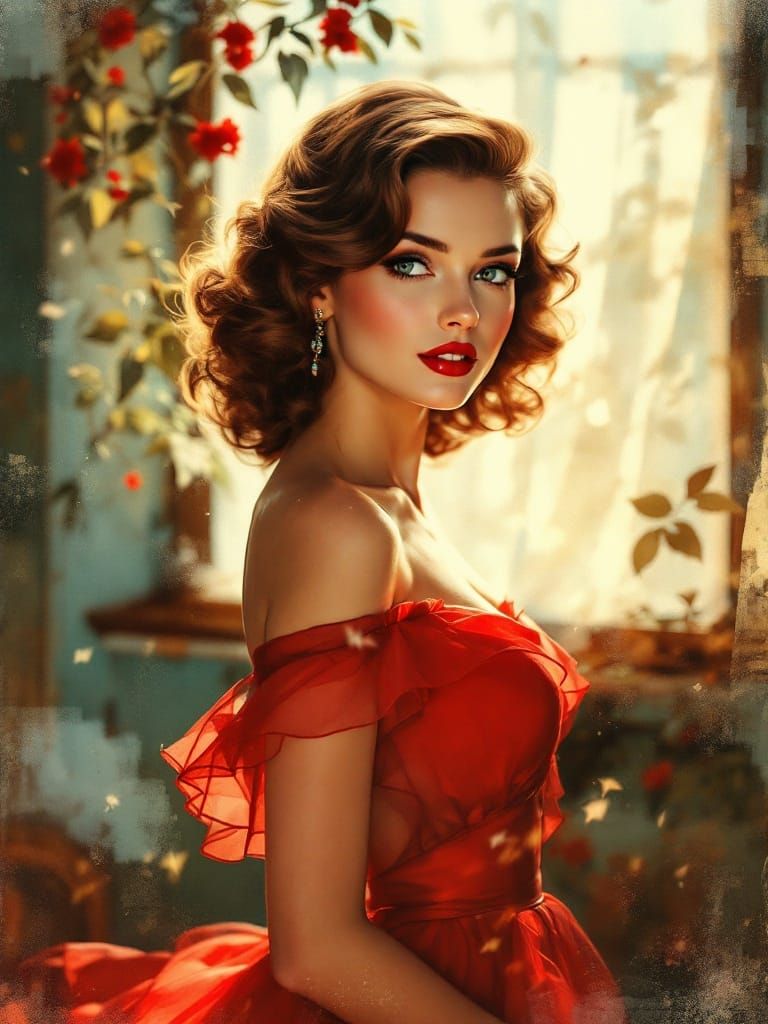 Ethereal Pin-Up with Double Exposure Effect