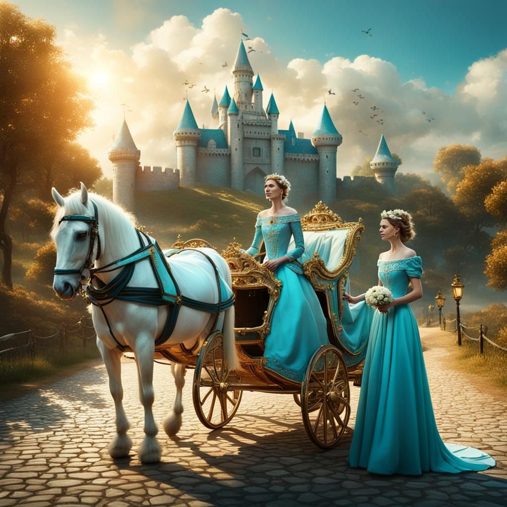 Bride in Golden Carriage: Fantasy Concept Art
