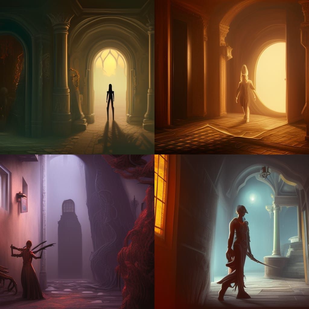 Shadow Figure Lurking: Detailed Matte Painting