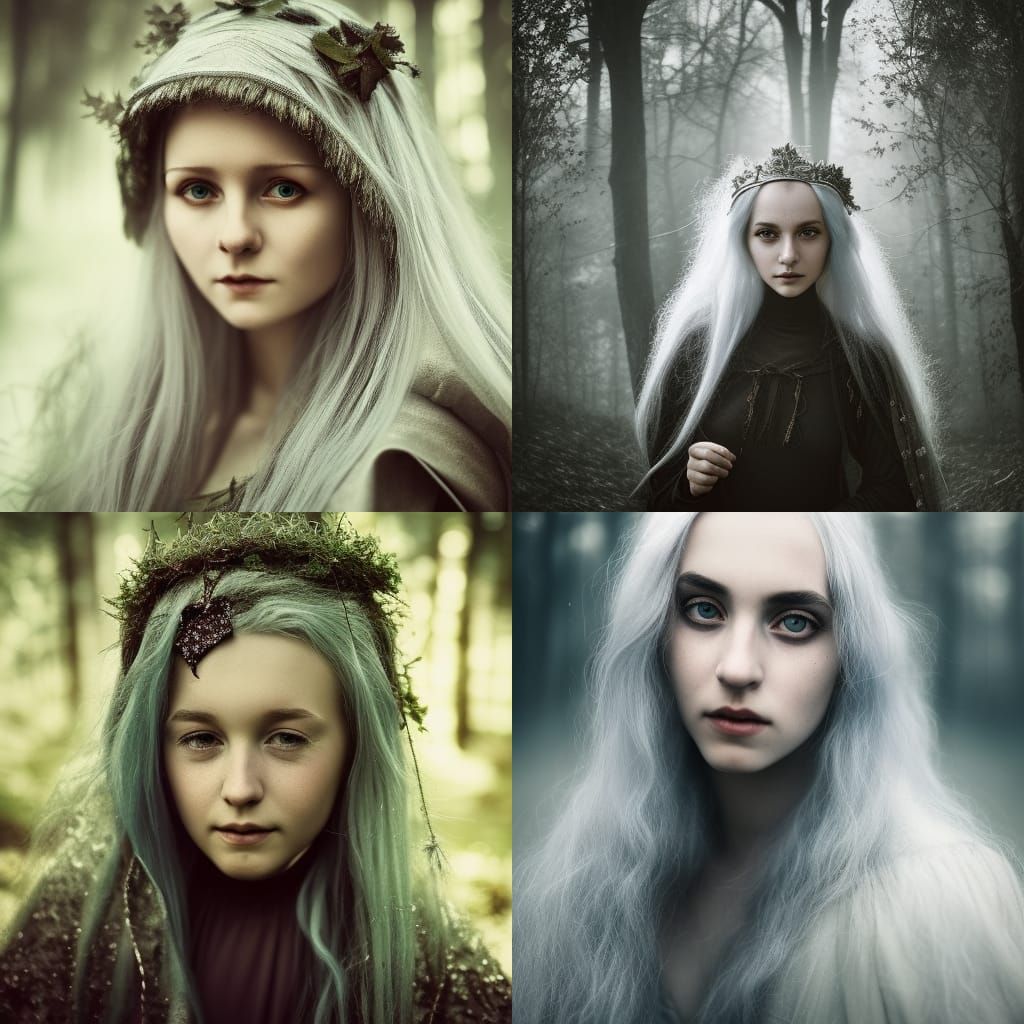 Enchanted Forest: Silver-Haired Wizard Portrait
