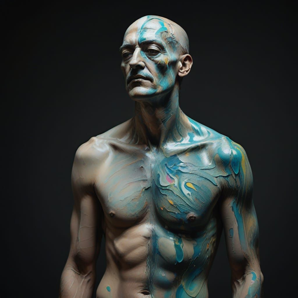 Surrealist Portrait in Vibrant Oil Paints