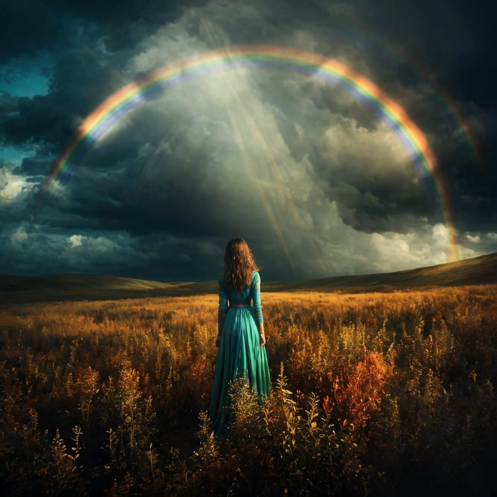 Vibrant Double Exposure Artwork in Dark Fantasy Style