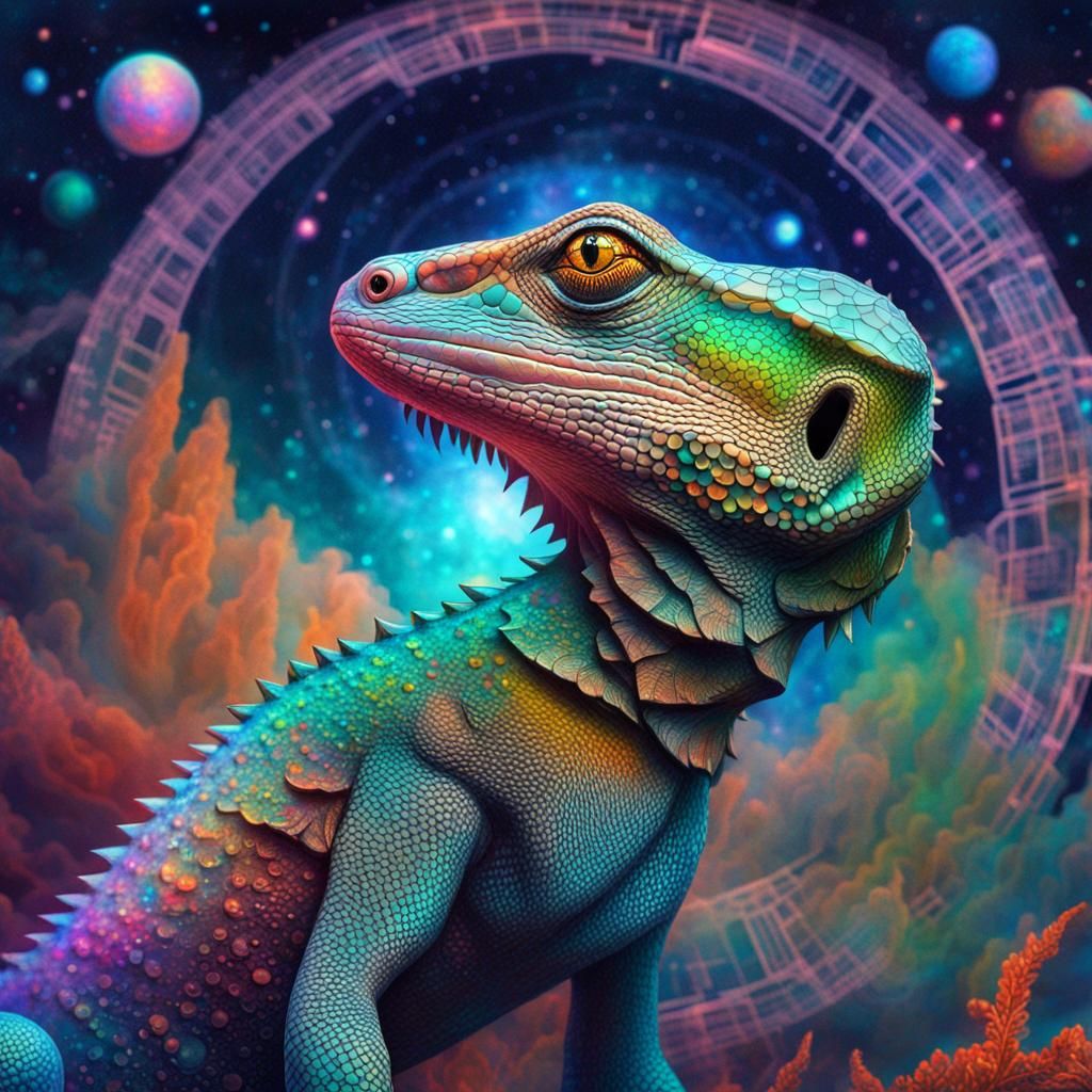 Holographic Lizard in Astral Cosmic Style