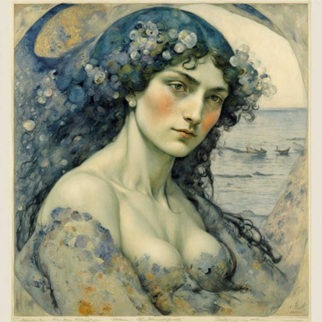 Sea Vampire Pencil Metamorphosis by Vrubel & Chagall Style