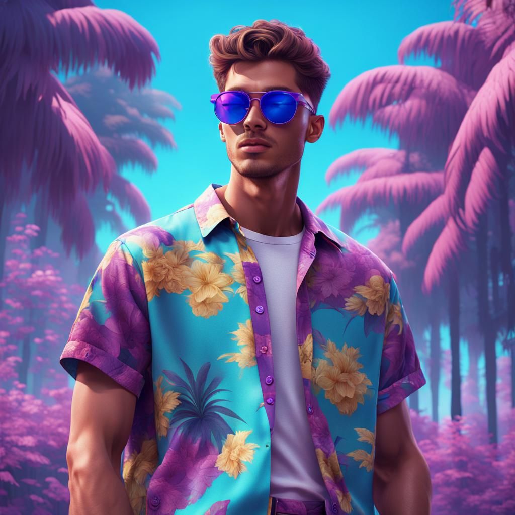 Vaporwave Fashion Portrait in Detailed Matte Painting