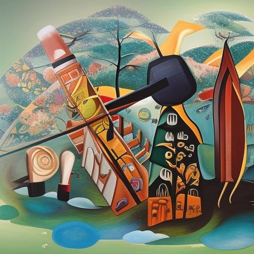 Surreal Garden Landscape in Historical Style