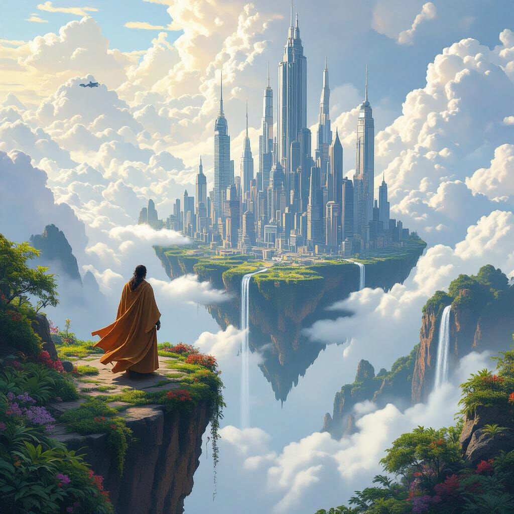 Floating Island Metropolis: A Matte Painting Concept