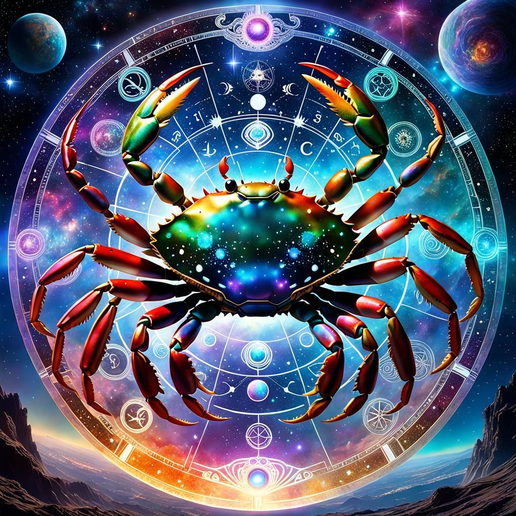 Cancer Zodiac Sign in Cosmic Nebula Cloud