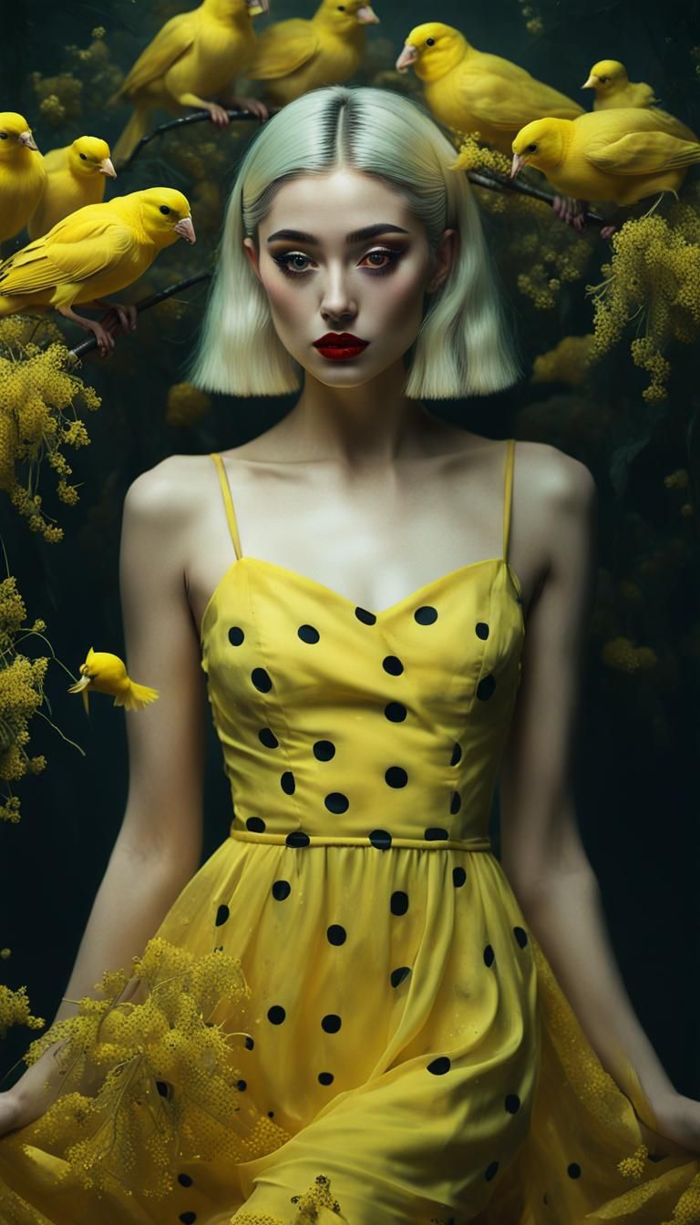 Beautiful Girl in Yellow Dress Oil Painting