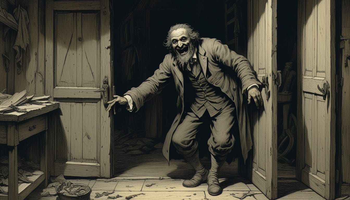 18th Century Jewish Tinker in Workshop, Horror Art