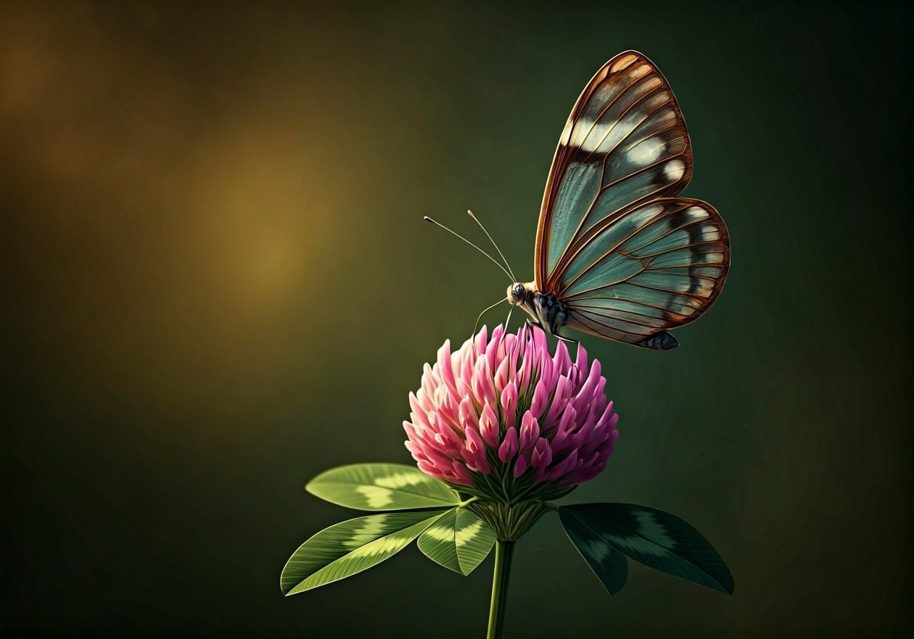 Butterfly on Clover: Hyperrealistic Concept Art