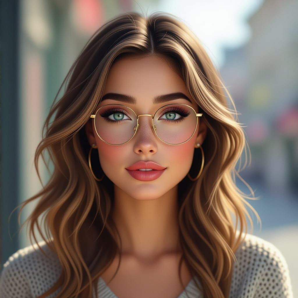 Realistic Portrait of a Woman with Light Brown Hair