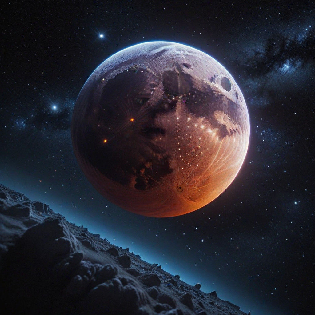 Vibrant Red Moon in the Night Sky