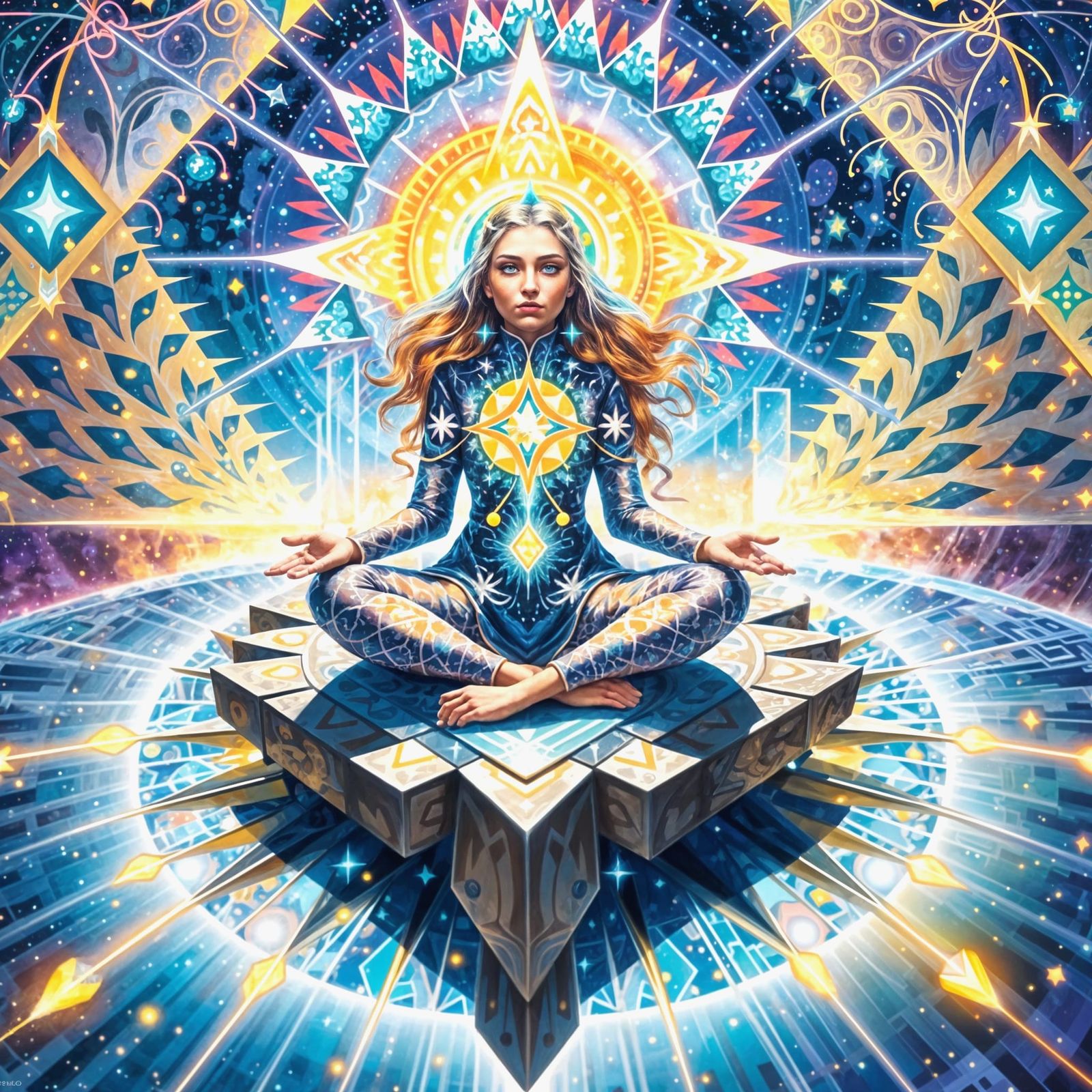 Benevolent Giantess in Astral Cosmic Illustration