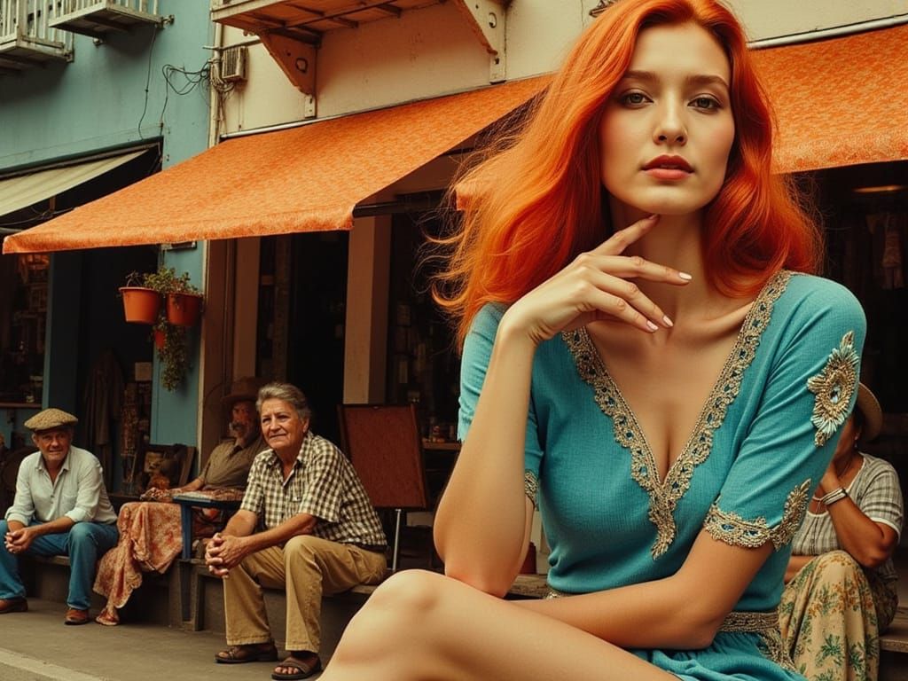 Confident Fashionista Captured in Bold, Vibrant Colors