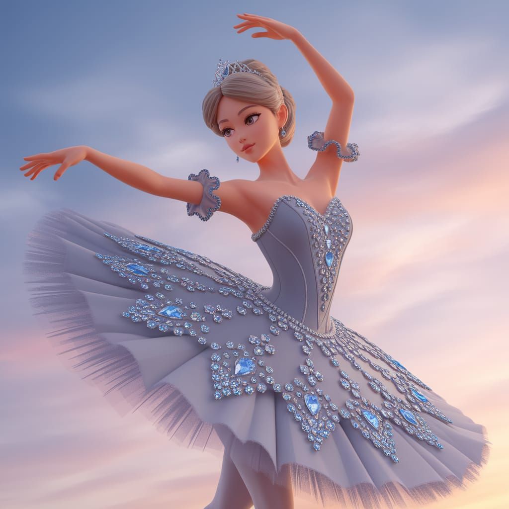 Graceful Ballerina Princess in Anime Style