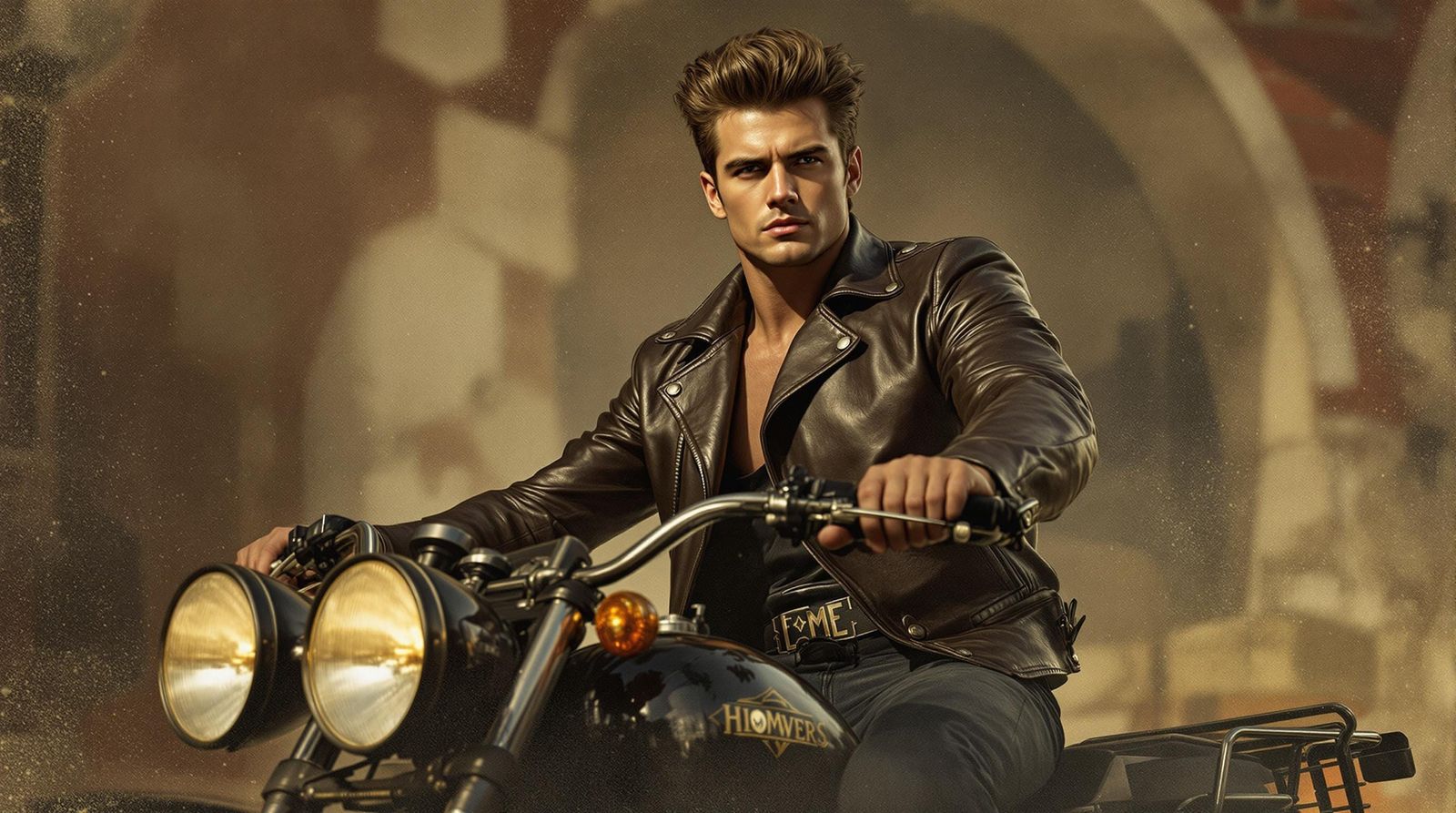 Rebel Riders in a Romantic 1950s Scene