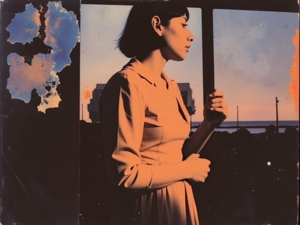 Woman Standing by a Window in Vintage Autochrome Style