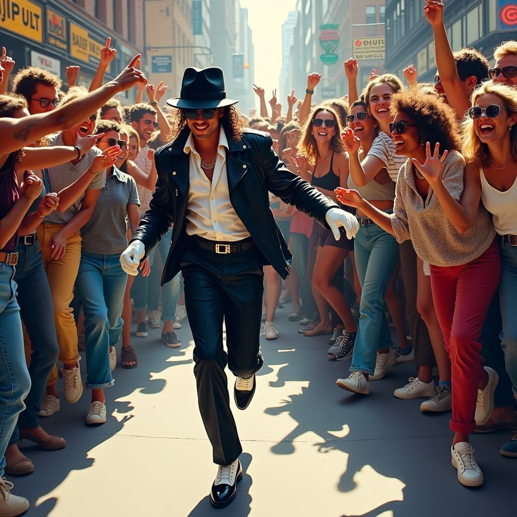 Celebrity Chase Scene in Neo-Expressionist Style