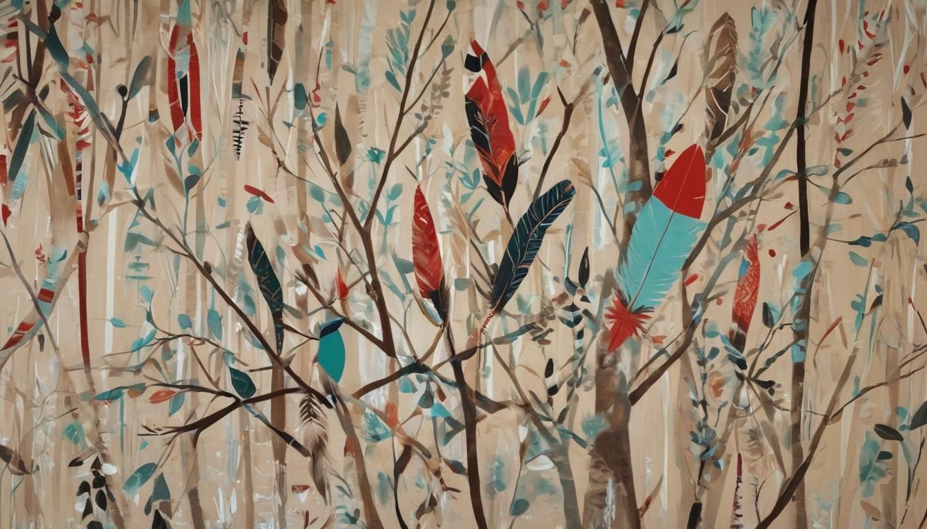 Indigenous Artist Creating Contemporary Art in Forest Studio